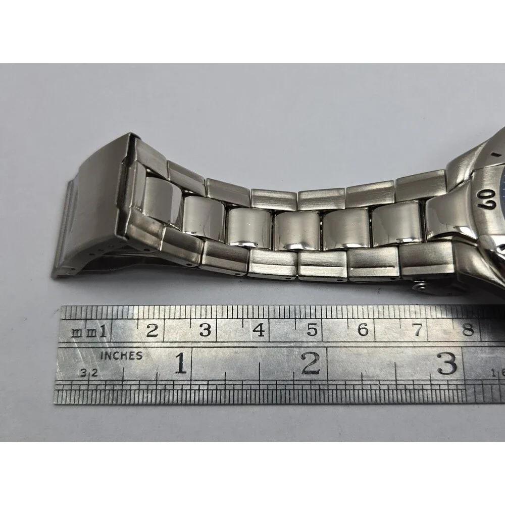 Vintage Lee Dungarees Mens Blue Dial Sport Metal Bracelet Y2K Quartz New Battery